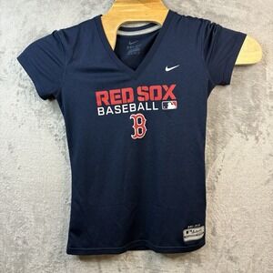Boston‎ Red Sox Shirt Womens Size Extra Small Blue Nike Dri-Fit Short Sleeve MLB